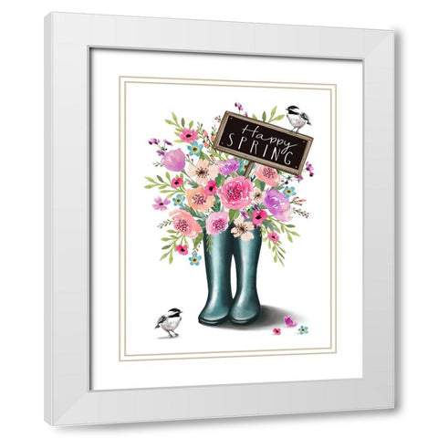 Happy Spring White Modern Wood Framed Art Print with Double Matting by Tyndall, Elizabeth