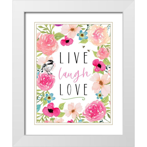 Live Laugh Love White Modern Wood Framed Art Print with Double Matting by Tyndall, Elizabeth
