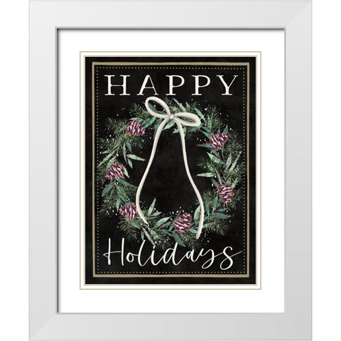 Happy Holidays White Modern Wood Framed Art Print with Double Matting by Tyndall, Elizabeth