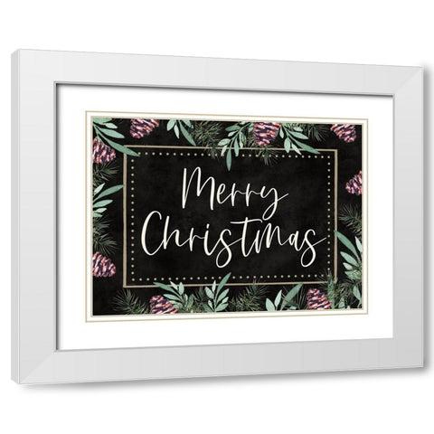 Merry Christmas White Modern Wood Framed Art Print with Double Matting by Tyndall, Elizabeth