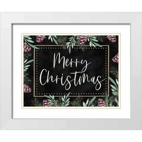 Merry Christmas White Modern Wood Framed Art Print with Double Matting by Tyndall, Elizabeth