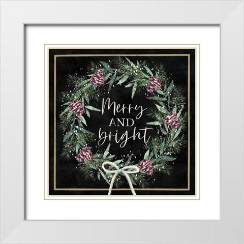 Merry and Bright White Modern Wood Framed Art Print with Double Matting by Tyndall, Elizabeth