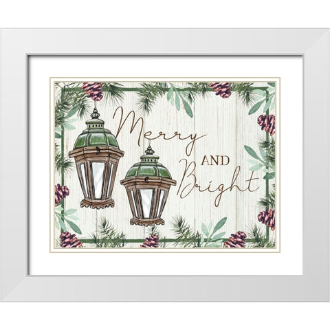 Merry and Bright White Modern Wood Framed Art Print with Double Matting by Tyndall, Elizabeth
