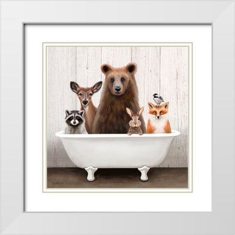 Barnyard Bath White Modern Wood Framed Art Print with Double Matting by Tyndall, Elizabeth