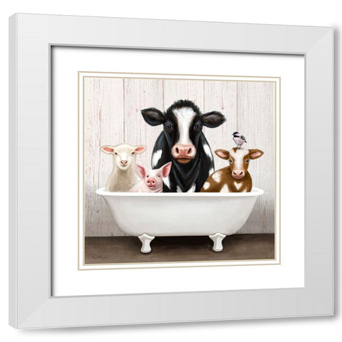 Barnyard Bath II White Modern Wood Framed Art Print with Double Matting by Tyndall, Elizabeth