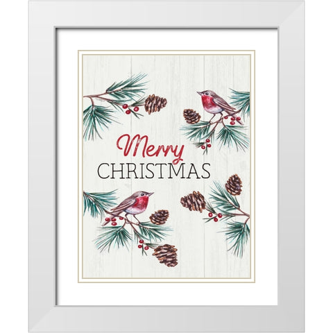 Merry Christmas White Modern Wood Framed Art Print with Double Matting by Tyndall, Elizabeth