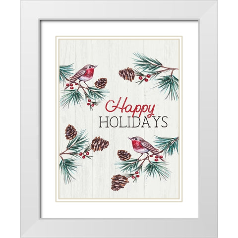 Happy Holidays White Modern Wood Framed Art Print with Double Matting by Tyndall, Elizabeth