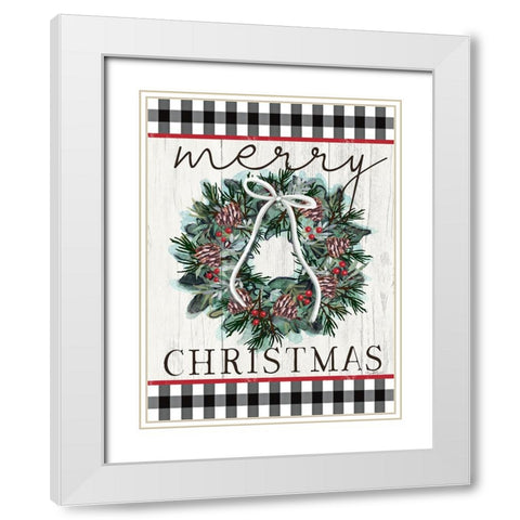 Merry Christmas White Modern Wood Framed Art Print with Double Matting by Tyndall, Elizabeth