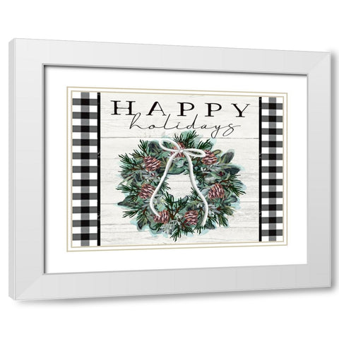 Happy Holidays White Modern Wood Framed Art Print with Double Matting by Tyndall, Elizabeth