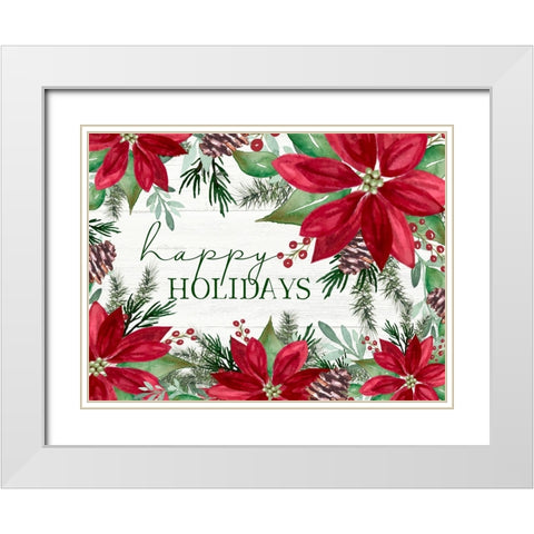 Happy Holidays White Modern Wood Framed Art Print with Double Matting by Tyndall, Elizabeth