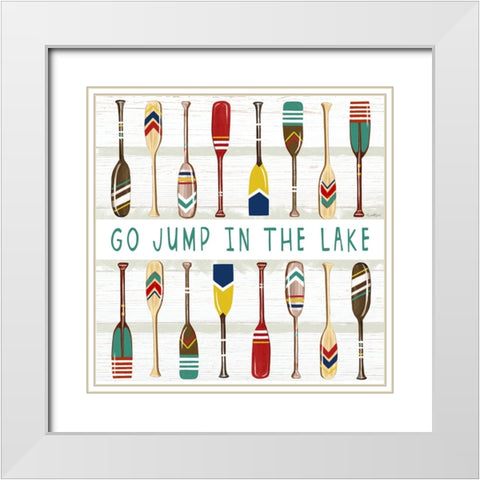 Go Jump in the Lake White Modern Wood Framed Art Print with Double Matting by Tyndall, Elizabeth
