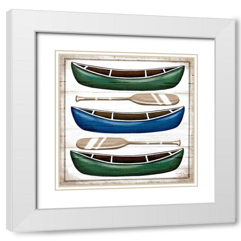 Canoes White Modern Wood Framed Art Print with Double Matting by Tyndall, Elizabeth