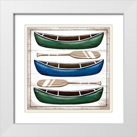 Canoes White Modern Wood Framed Art Print with Double Matting by Tyndall, Elizabeth