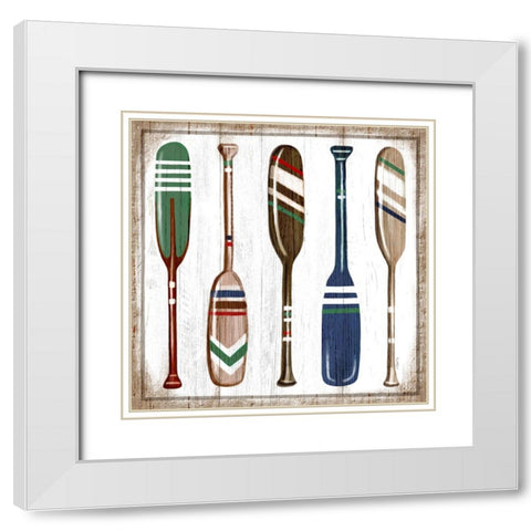 Oars White Modern Wood Framed Art Print with Double Matting by Tyndall, Elizabeth