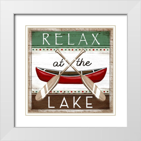 Relax at the Lake White Modern Wood Framed Art Print with Double Matting by Tyndall, Elizabeth