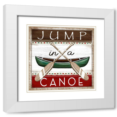 Jump in a Canoe White Modern Wood Framed Art Print with Double Matting by Tyndall, Elizabeth