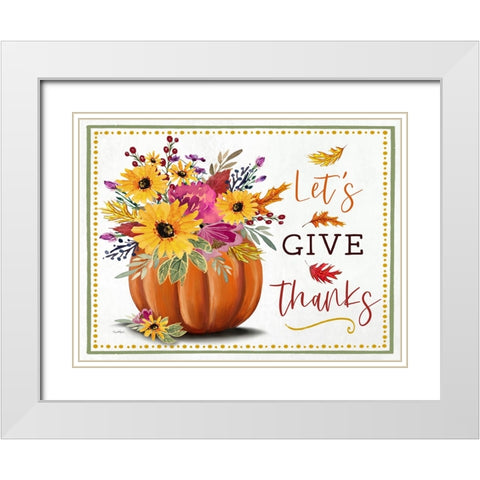 Lets Give Thanks White Modern Wood Framed Art Print with Double Matting by Tyndall, Elizabeth