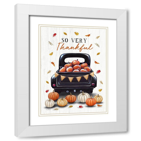 So Very Thankful White Modern Wood Framed Art Print with Double Matting by Tyndall, Elizabeth