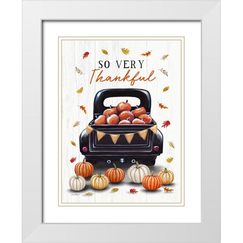 So Very Thankful White Modern Wood Framed Art Print with Double Matting by Tyndall, Elizabeth