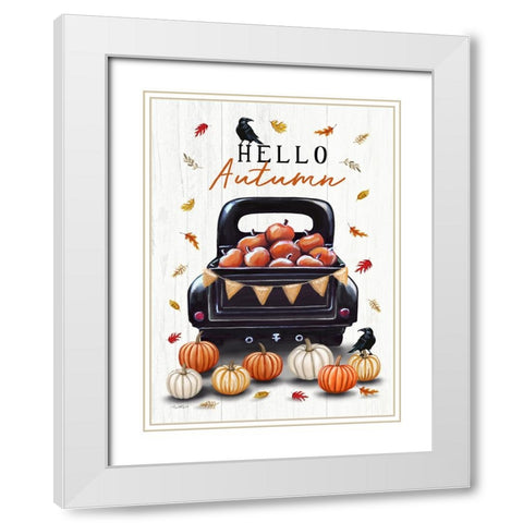 Hello Autumn White Modern Wood Framed Art Print with Double Matting by Tyndall, Elizabeth