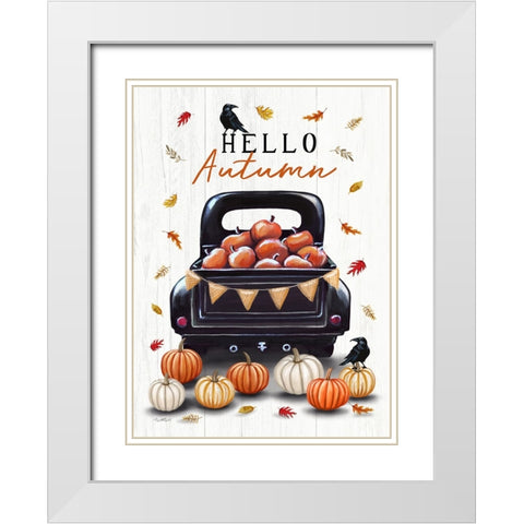 Hello Autumn White Modern Wood Framed Art Print with Double Matting by Tyndall, Elizabeth