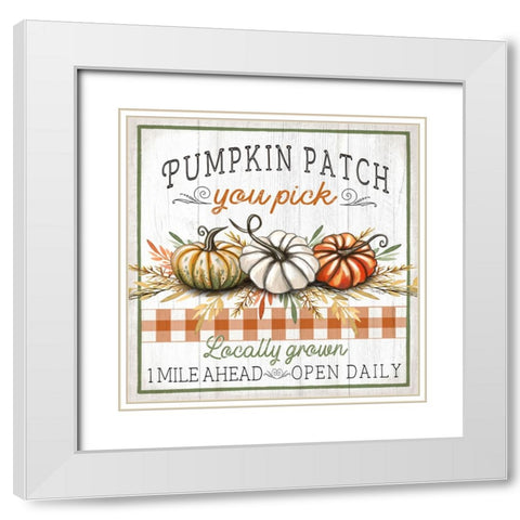 Pumpkin Patch White Modern Wood Framed Art Print with Double Matting by Tyndall, Elizabeth