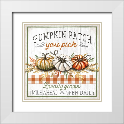 Pumpkin Patch White Modern Wood Framed Art Print with Double Matting by Tyndall, Elizabeth