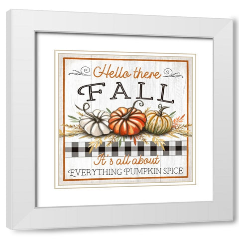 Hello There Fall White Modern Wood Framed Art Print with Double Matting by Tyndall, Elizabeth