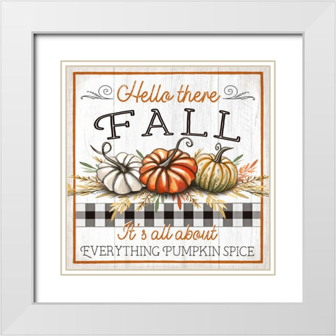 Hello There Fall White Modern Wood Framed Art Print with Double Matting by Tyndall, Elizabeth