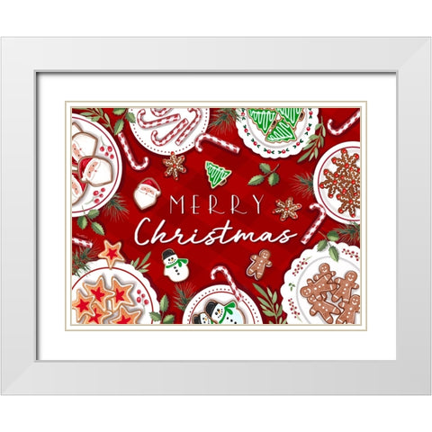 Merry Christmas White Modern Wood Framed Art Print with Double Matting by Tyndall, Elizabeth