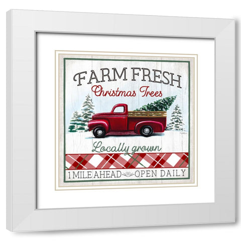 Farm Fresh Christmas Trees White Modern Wood Framed Art Print with Double Matting by Tyndall, Elizabeth