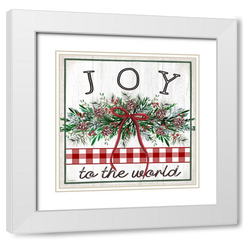 Joyful Wreath White Modern Wood Framed Art Print with Double Matting by Tyndall, Elizabeth