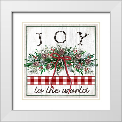 Joyful Wreath White Modern Wood Framed Art Print with Double Matting by Tyndall, Elizabeth