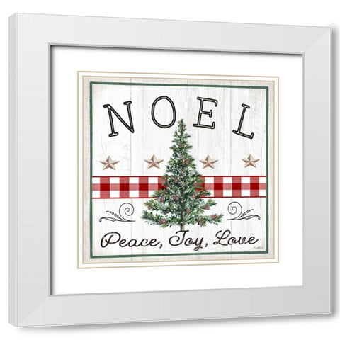 Peace, Joy, Love - Noel White Modern Wood Framed Art Print with Double Matting by Tyndall, Elizabeth