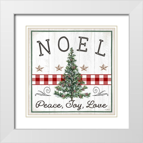 Peace, Joy, Love - Noel White Modern Wood Framed Art Print with Double Matting by Tyndall, Elizabeth