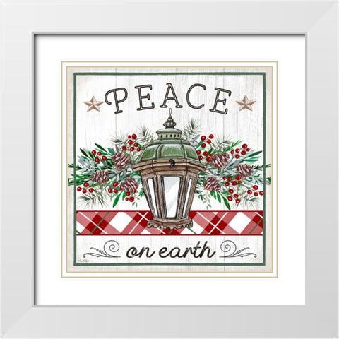 Peace on Earth Lantern White Modern Wood Framed Art Print with Double Matting by Tyndall, Elizabeth