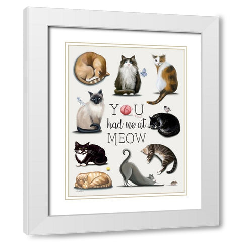 You Had Me at Meow White Modern Wood Framed Art Print with Double Matting by Tyndall, Elizabeth