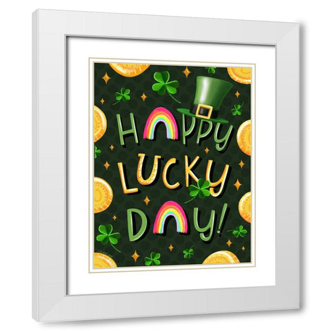 Happy Lucky Day White Modern Wood Framed Art Print with Double Matting by Tyndall, Elizabeth