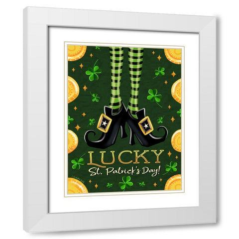 Lucky St. Patricks Day White Modern Wood Framed Art Print with Double Matting by Tyndall, Elizabeth