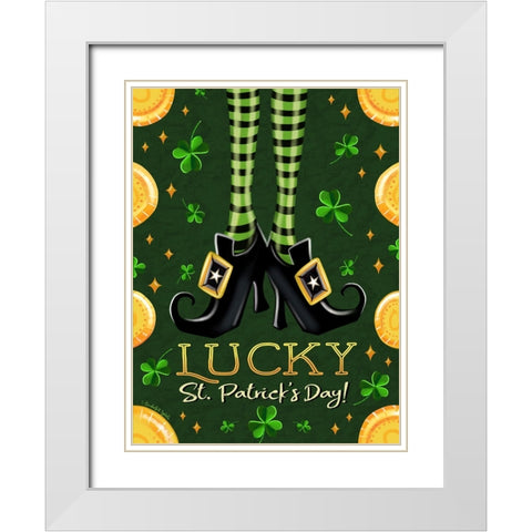 Lucky St. Patricks Day White Modern Wood Framed Art Print with Double Matting by Tyndall, Elizabeth