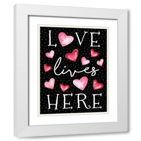 Love Lives Here White Modern Wood Framed Art Print with Double Matting by Tyndall, Elizabeth