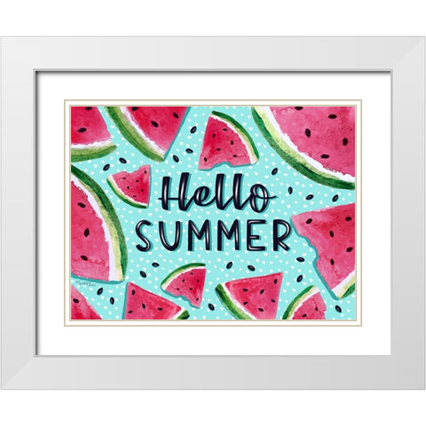 Hello Summer White Modern Wood Framed Art Print with Double Matting by Tyndall, Elizabeth