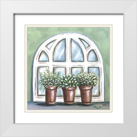 Window Planter II White Modern Wood Framed Art Print with Double Matting by Tyndall, Elizabeth