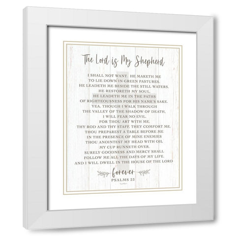 The Lord is My Shepherd White Modern Wood Framed Art Print with Double Matting by Tyndall, Elizabeth