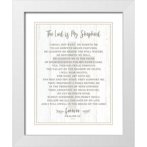 The Lord is My Shepherd White Modern Wood Framed Art Print with Double Matting by Tyndall, Elizabeth