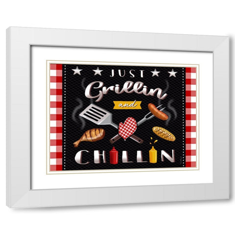 BBQ Grill III White Modern Wood Framed Art Print with Double Matting by Tyndall, Elizabeth