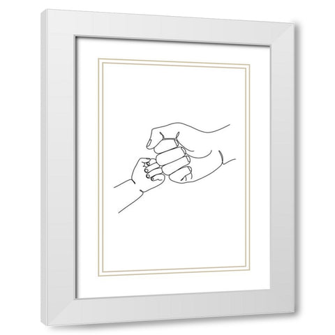 Baby Fist Bump White Modern Wood Framed Art Print with Double Matting by JJ Design House