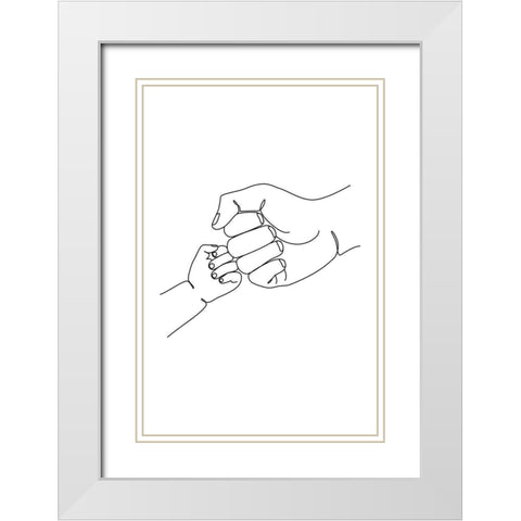 Baby Fist Bump White Modern Wood Framed Art Print with Double Matting by JJ Design House