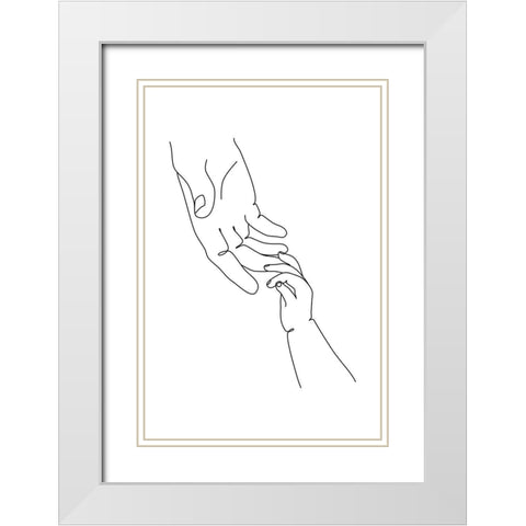 Baby Hand White Modern Wood Framed Art Print with Double Matting by JJ Design House