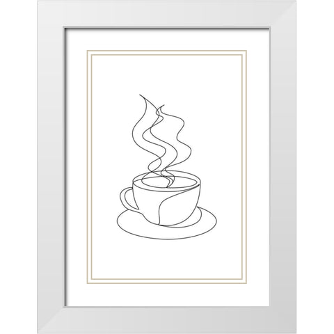 Coffee Cup White Modern Wood Framed Art Print with Double Matting by JJ Design House